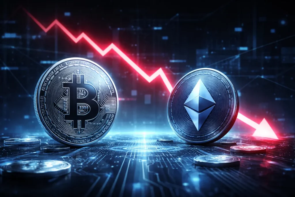 bitcoin und ethereum etfs mit abflüssen