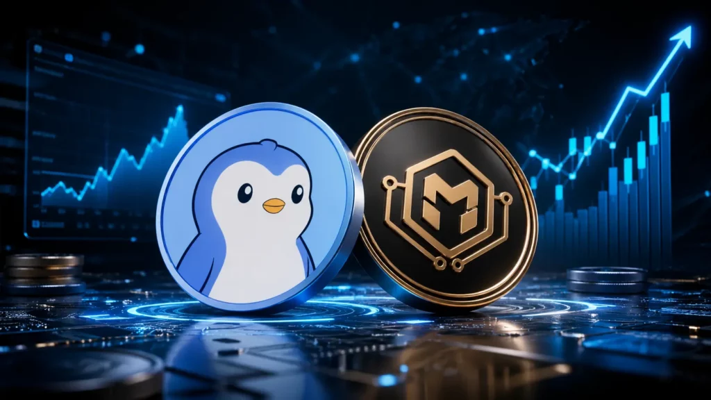 MemeCoins Pudgy Penguin und MemeCore führen Liste der besten Kryptowährungen der Woche nach Performance an.