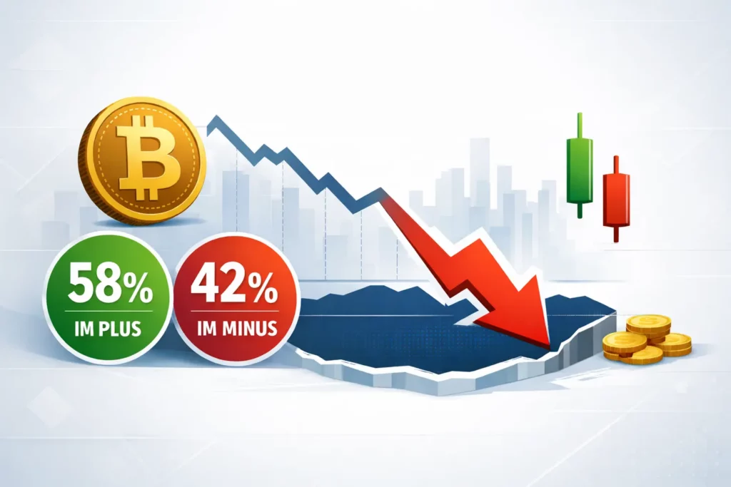 Nur noch 58 % Der Bitcoin Anleger im Plus. BTC Studie.