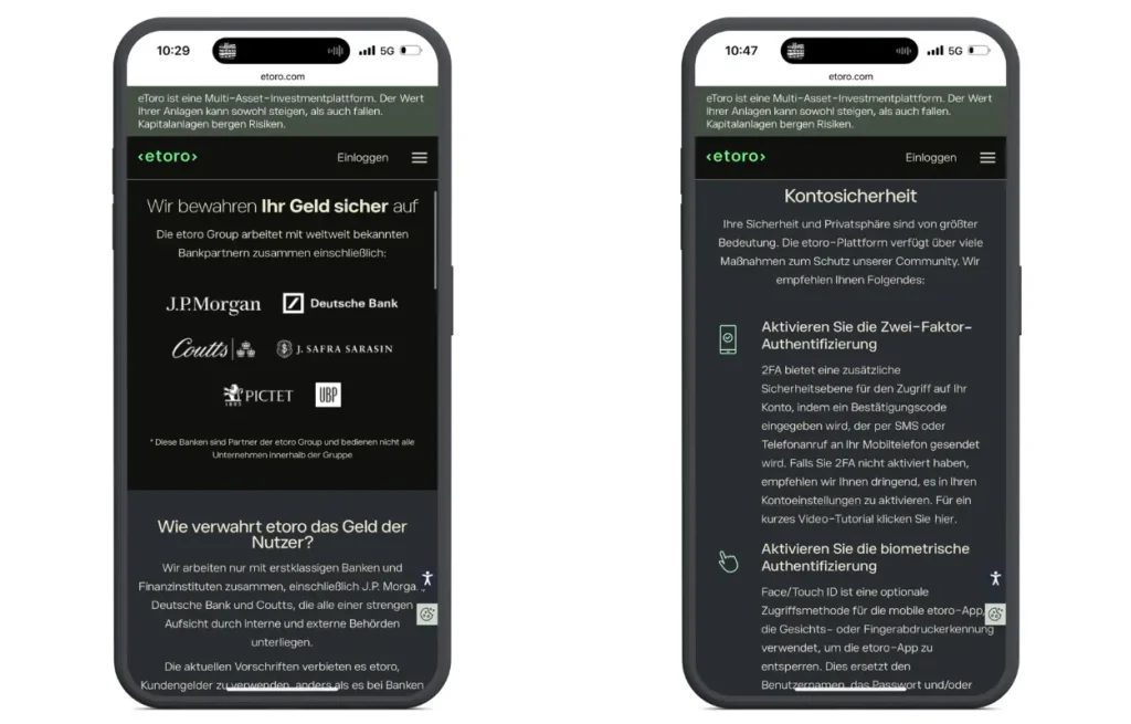 eToro Einlagensicherung und Kontosicherheit im Detail